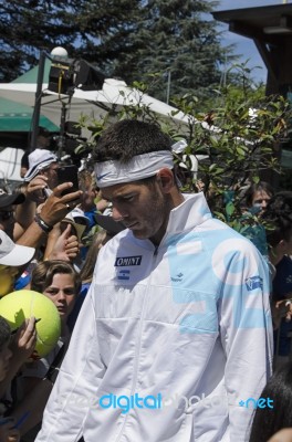 Juan Martin Del Potro Concentrated Before The Game Stock Photo