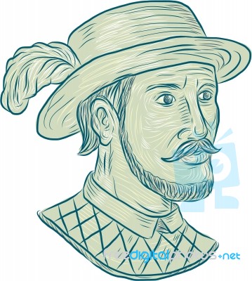 Juan Ponce De Leon Explorer Drawing Stock Image