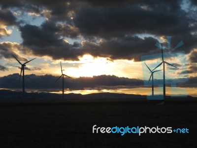 Judith Gap,mt Windmills Stock Photo