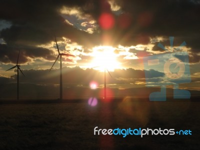 Judith Gap,mt Windmills Stock Photo