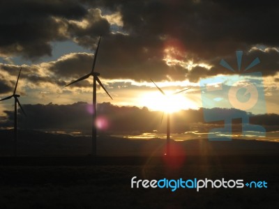 Judith Gap,mt Windmills Stock Photo