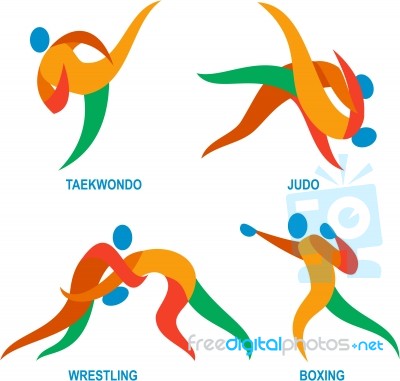 Judo Taekwondo Boxing Wrestiling Icon Stock Image