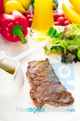 Juicy Bbq Grilled Rib Eye ,ribeye Steak And Vegetables Stock Photo