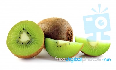 Juicy Kiwi Fruit Isolated On White Background Stock Photo