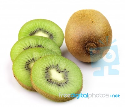 Juicy Kiwi Fruit Isolated On White Background Stock Photo