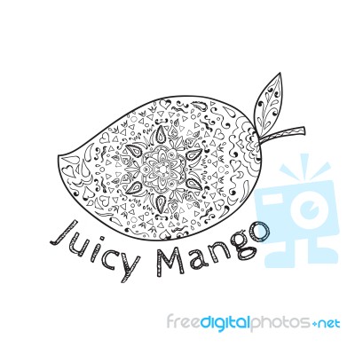 Juicy Mango Black And White Mandala Stock Image