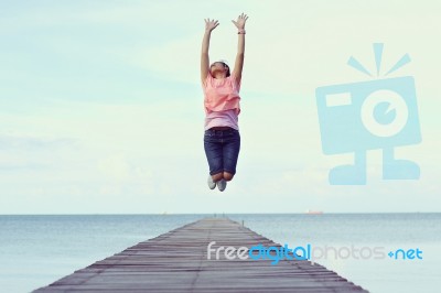 Jump To The Freedom Stock Photo