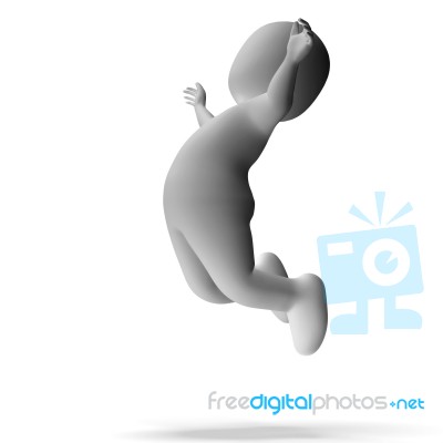 Jumping 3d Character Shows Excitement And Joy Stock Image