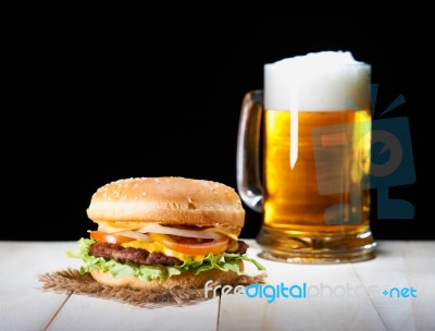 Junk Food Meat Hamberger Stock Photo