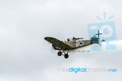 Junkers Cl1 Flying Over Shoreham Airfield Stock Photo