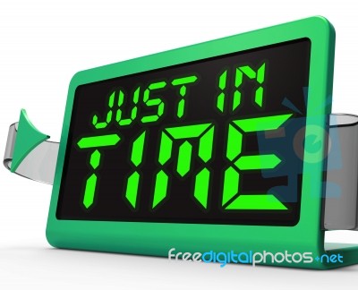 Just In Time Clock Means Not Too Late Stock Image