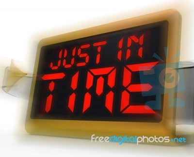 Just In Time Digital Clock Means Not Too Late Stock Image