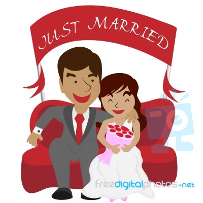 Just Married Couple Background Stock Image