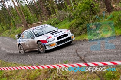 K. Barrett Driving Subaru Impreza Stock Photo