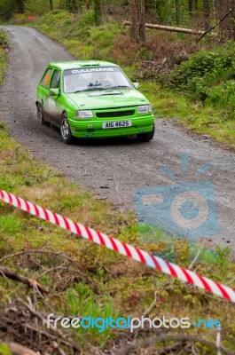 K. Culliname Driving Opel Corsa Stock Photo