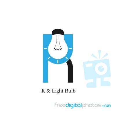 K-letter/alphabet Icon And Light Bulb Abstract Logo Design Stock Image