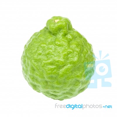 Kaffir Lime Isolated On White Background With Clipping Path Stock Photo