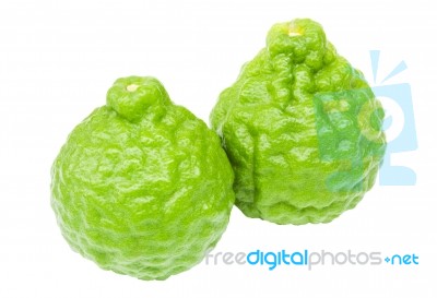 Kaffir Lime Isolated On White Background With Clipping Path Stock Photo