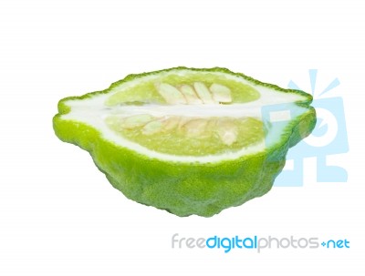 Kaffir Lime Isolated On White Background With Clipping Path Stock Photo