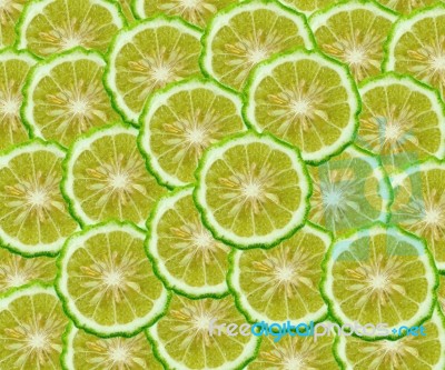 Kaffir Lime Slice Background Stock Photo