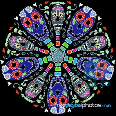 Kaleidoscope Of Skulls Stock Image