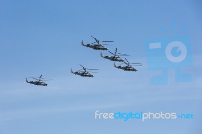 Kamov Ka-52 (alligator) Attack Helicopters Stock Photo