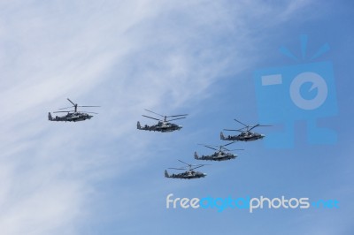 Kamov Ka-52 (alligator) Attack Helicopters Stock Photo