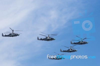 Kamov Ka-52 (alligator) Attack Helicopters Stock Photo