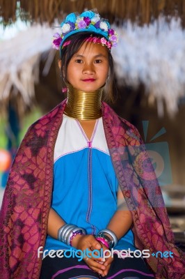 Karen Tribal Girl From Padaung Long Neck Hill Tribe Village Stock Photo