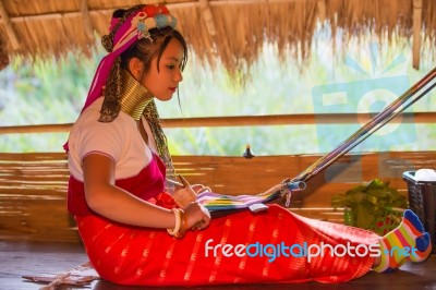 Karen Tribal Girl From Padaung Long Neck Hill Tribe Village Stock Photo