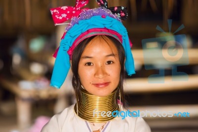 Karen Tribal Girl From Padaung Long Neck Hill Tribe Village Stock Photo