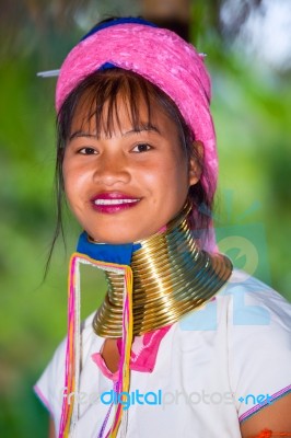 Karen Tribal Girl From Padaung Long Neck Hill Tribe Village Stock Photo