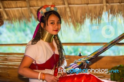 Karen Tribal Girl From Padaung Long Neck Hill Tribe Village Stock Photo