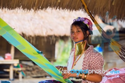 Karen Tribal Girl From Padaung Long Neck Hill Tribe Village Stock Photo