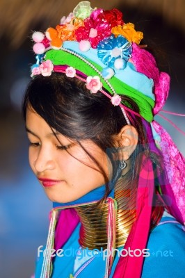 Karen Tribal Girl From Padaung Long Neck Hill Tribe Village Stock Photo