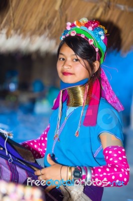 Karen Tribal Girl From Padaung Long Neck Hill Tribe Village Stock Photo