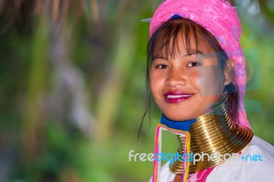 Karen Tribal Girl From Padaung Long Neck Hill Tribe Village Stock Photo