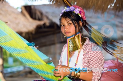 Karen Tribal Girl From Padaung Long Neck Hill Tribe Village Stock Photo