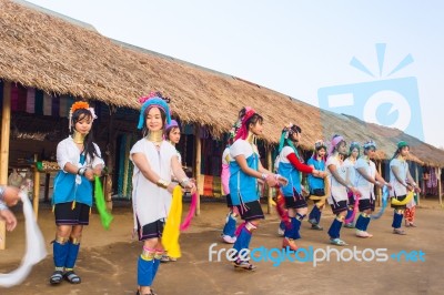 Karen Tribal Girls From Padaung Long Neck Hill Tribe Village Stock Photo