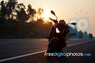 Kawasaki Z800 Silhouette Stock Photo