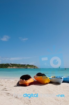 Kayaks On Beach Stock Photo