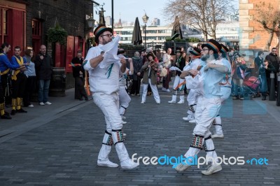 Kent And Sussex Morris Dancers Performing In London Stock Photo