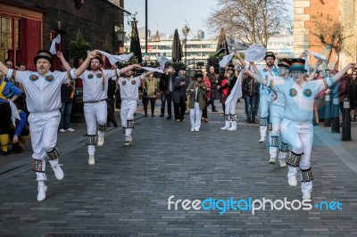 Kent And Sussex Morris Dancers Performing In London Stock Photo