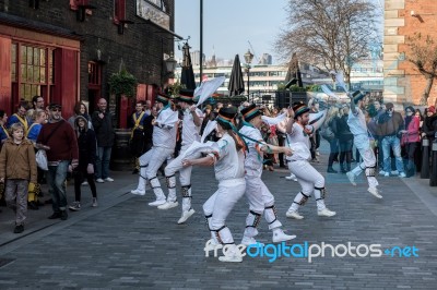 Kent And Sussex Morris Dancers Performing In London Stock Photo