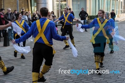 Kent And Sussex Morris Dancers Performing In London Stock Photo