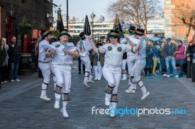 Kent And Sussex Morris Dancers Performing In London Stock Photo