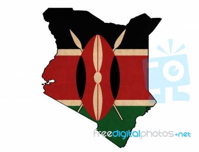 Kenya Map On Kenya Flag Drawing ,grunge And Retro Flag Series Stock Image