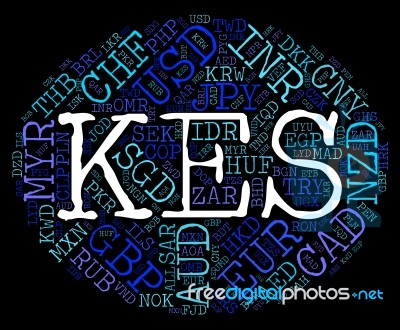 Kes Currency Represents Kenya Shilling And Broker Stock Image