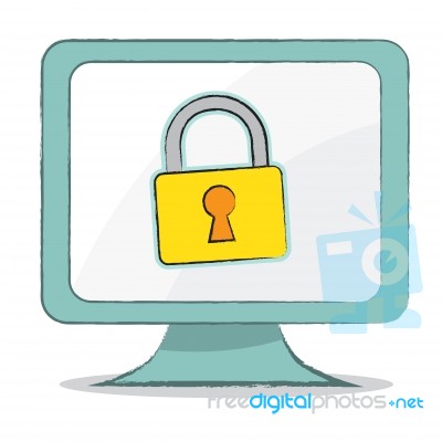 Key Icon On Computer Monitor -  Illustration Stock Image