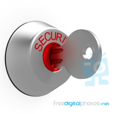 Key In Security Lock Shows Safeguard Stock Image